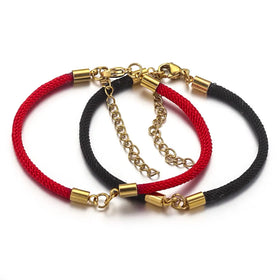 Nautical Bracelet Stainless Steel Black Red Braided Rope Bracelet for Diy Bracelet Jewelry Making