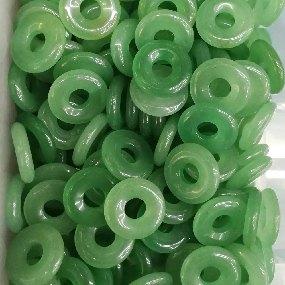 2025 Popular Natural Gemstone Green aventurine Round Donut Shape Pendants Necklace Materials Classic Jewelry Party Gift