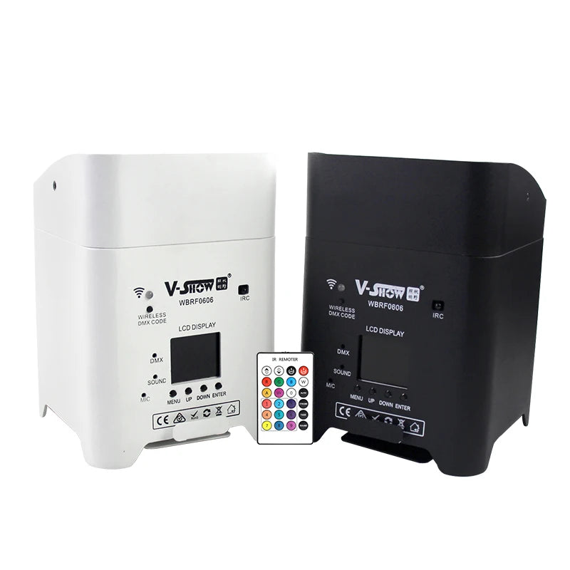 VSHOW WBRF0606 Wedding Uplight 6pcs 18w RGBWA UV 6 in 1 Led Par Light Wireless Battery  Remote Control Par Light
