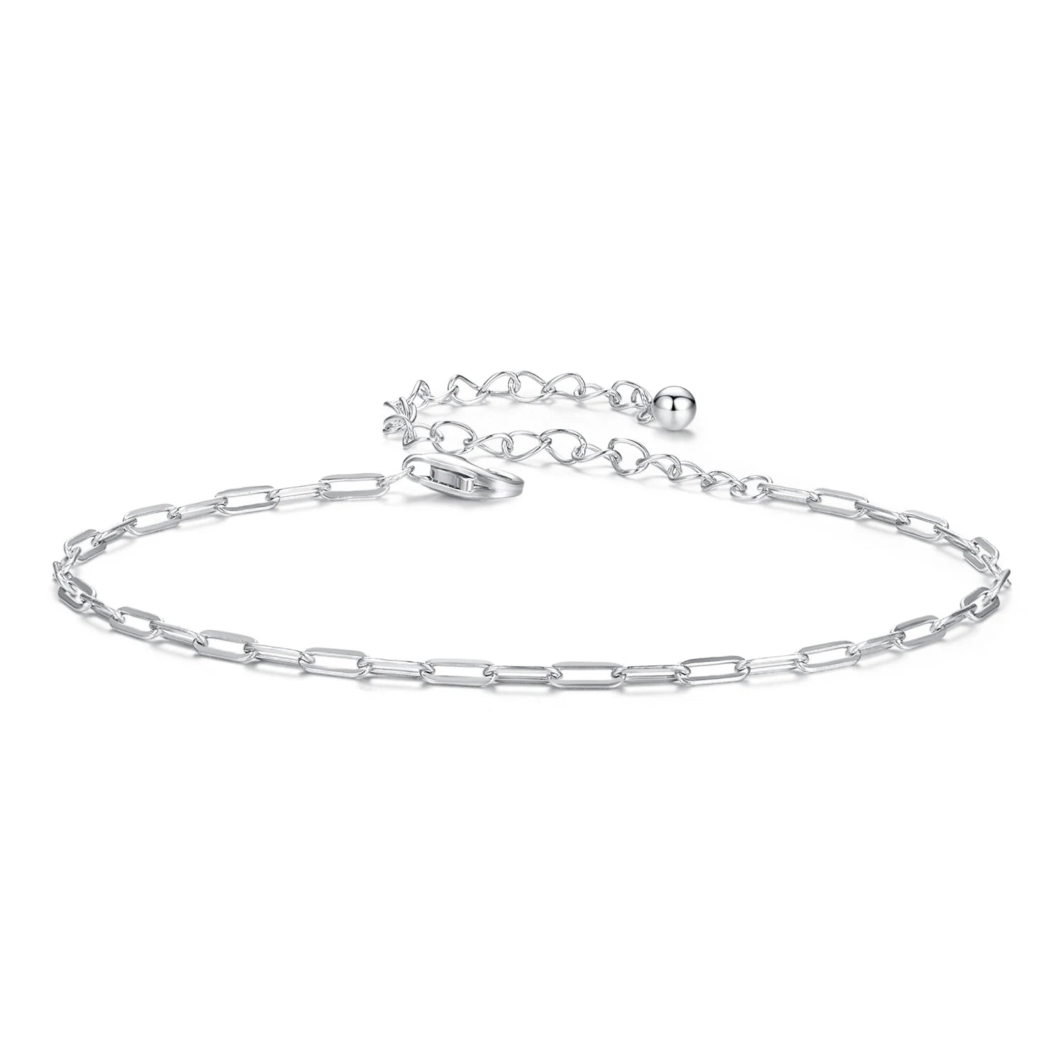 Solid 925 Sterling Silver Square Chain Bracelets for Women Rhodium Plated Handmade Basic Bracelets Birthday Gift