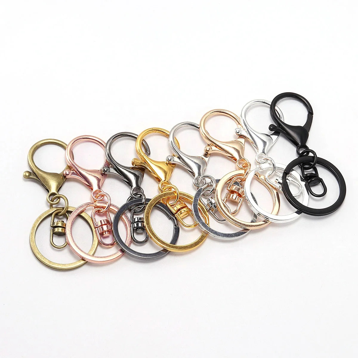 30mm Claw Clasps for Keychain DIY Craft Making Open Jump Ring Swivel Trigger Clips Metal Lobster Keyring Sets