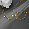 Real 18k Gold Plated White Shell Star Heart Pendant Butterfly Necklace Stainless Steel Set Quality Tarnish Free Clover Bracelet