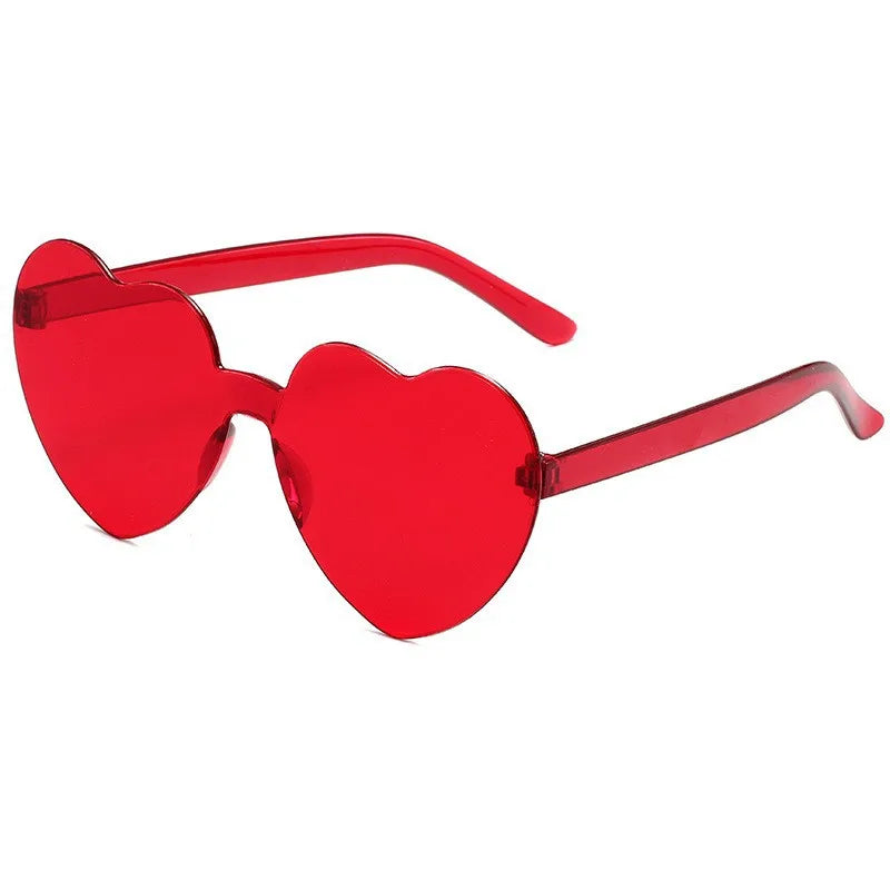 Heart Shape Rimless Sunglasses Transparent Candy Color Frameless Glasses Love Eyewear