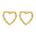 24*24.5mm Stainless Steel 18k Gold Plated Jewelry Bamboo Earrings Studs Hollow Heart Earrings Women