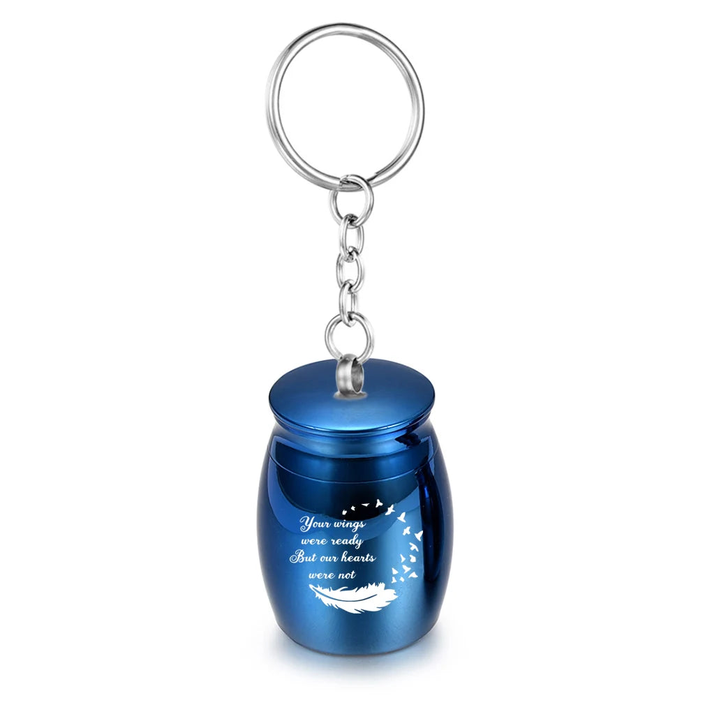 Engraved Pattern Text Pendant Keychain Mini Cremation Jewelry Urn Memorial Pet Human Ashes Stainless Steel Funeral Keepsake