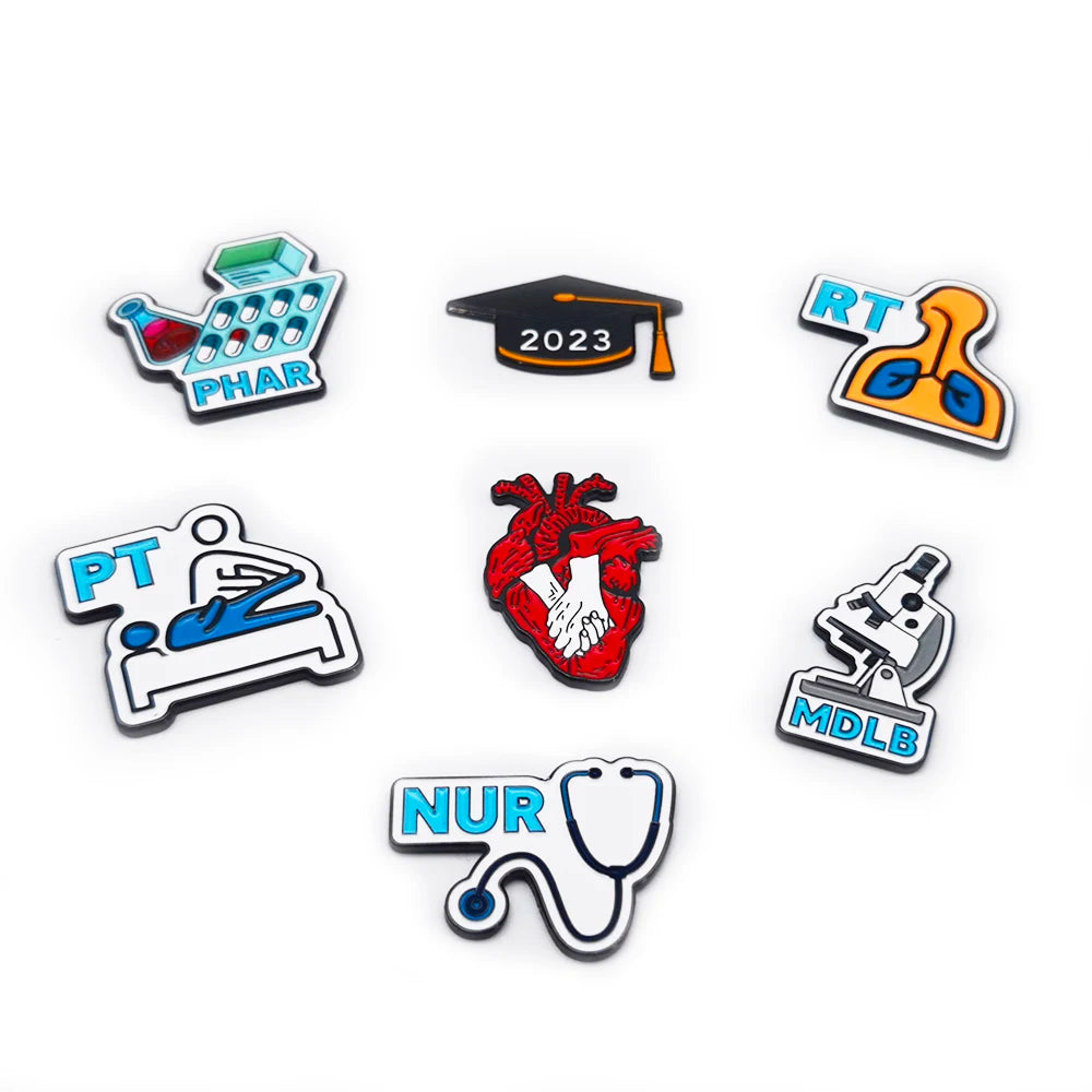 Medical Treatment Machines Brooches Clinical RT Pin Nurse Stethoscope Badge Microscope MDLB Badges Bachelor's Hat Graduation Pin
