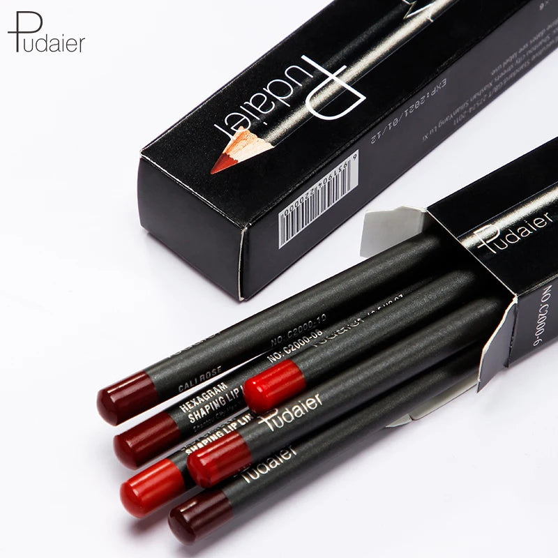Pudaier Wholesale Waterproof Long-Lasting 6Pcs/Set Matte Lip Liner Pencil OEM Makeup