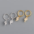 New Trendy 18k Gold 925 Sterling Silver Fashion Cactus Hoop Earrings for Women