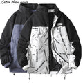 Men's Casual Printed Street Jacket Lightweight Hooded Full Zipper Spring Windbreaker Thin Outerwear Top Wear