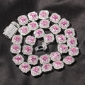 Hip Hop Zircon Rock Sugar Necklace with Trendy Personality pink and Yellow Zircon Necklace Accessories