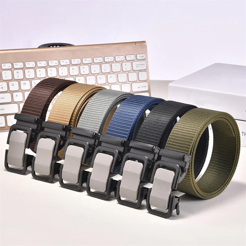 40MM Canvas Belt Automatic Buckle Belts Not Ratchet Men's Belt Iron Buckles Polyester Wholesale LQbelt Factory