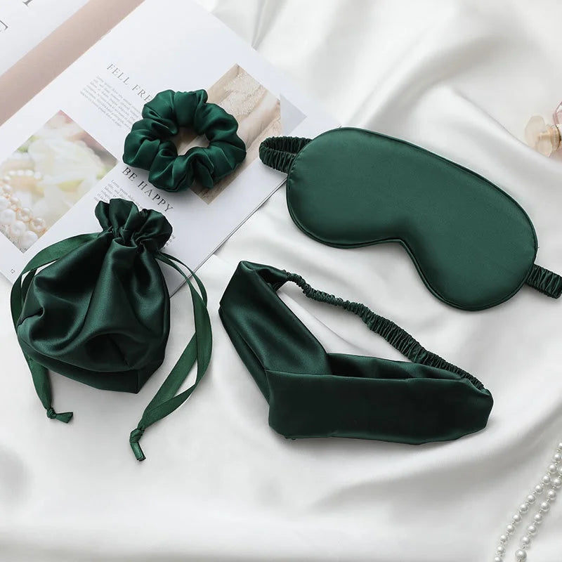 Wholesale Silk Hair Pillowcase Eye Mask Sets Satin Cross Wide Headbands Hair Accessories Set for Women