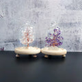 Lucky Crystal Tree with Glass Cover Natural Amethyst Rose Quartz Gravel Light Tree