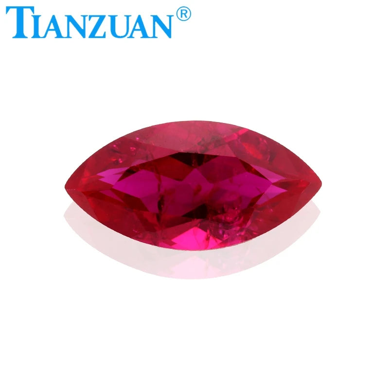 Lab Grown Ruby Marquise Shape Natural Cut 5# Synthetic Red Ruby Corundum Loose Gemstone with Inclusions