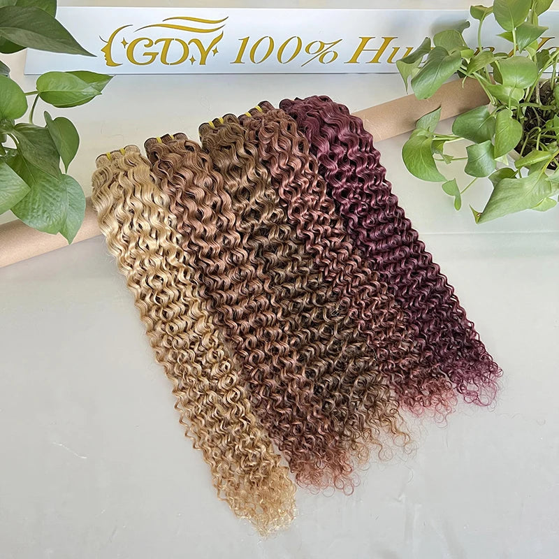 GDYWholesale Natural 12A Grade Cuticle Aligned Brazilian Hair 24 Inch Colours Deep Curly Bundles Raw Hair Bundles