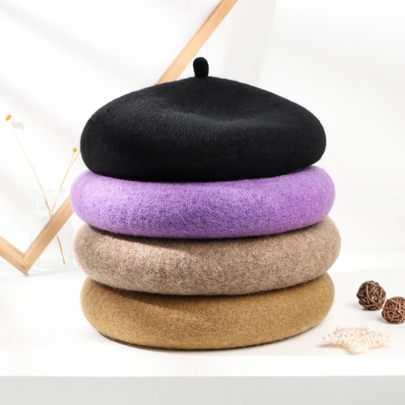 2025 Thick Wool Beret for Women Girls Boina Mujer-French Artist Painter's Hat for Party and Fishing Warm Female Headwear