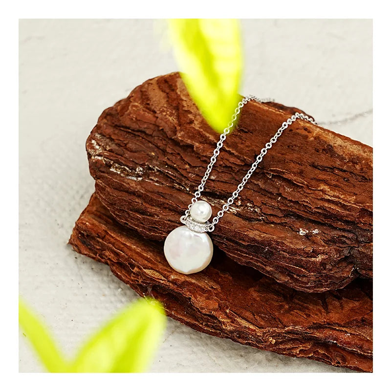 Free Video and Picture Necklace Women 925 Sterling Silver Zircon Baroque Pearl Pendant Clavicle Chain