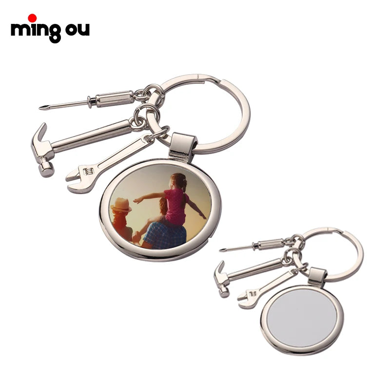 7-day Dispatch Dad Fathers Day Sublimation Round Tool Keychains Hammer Screwdriver Wrench Keychain