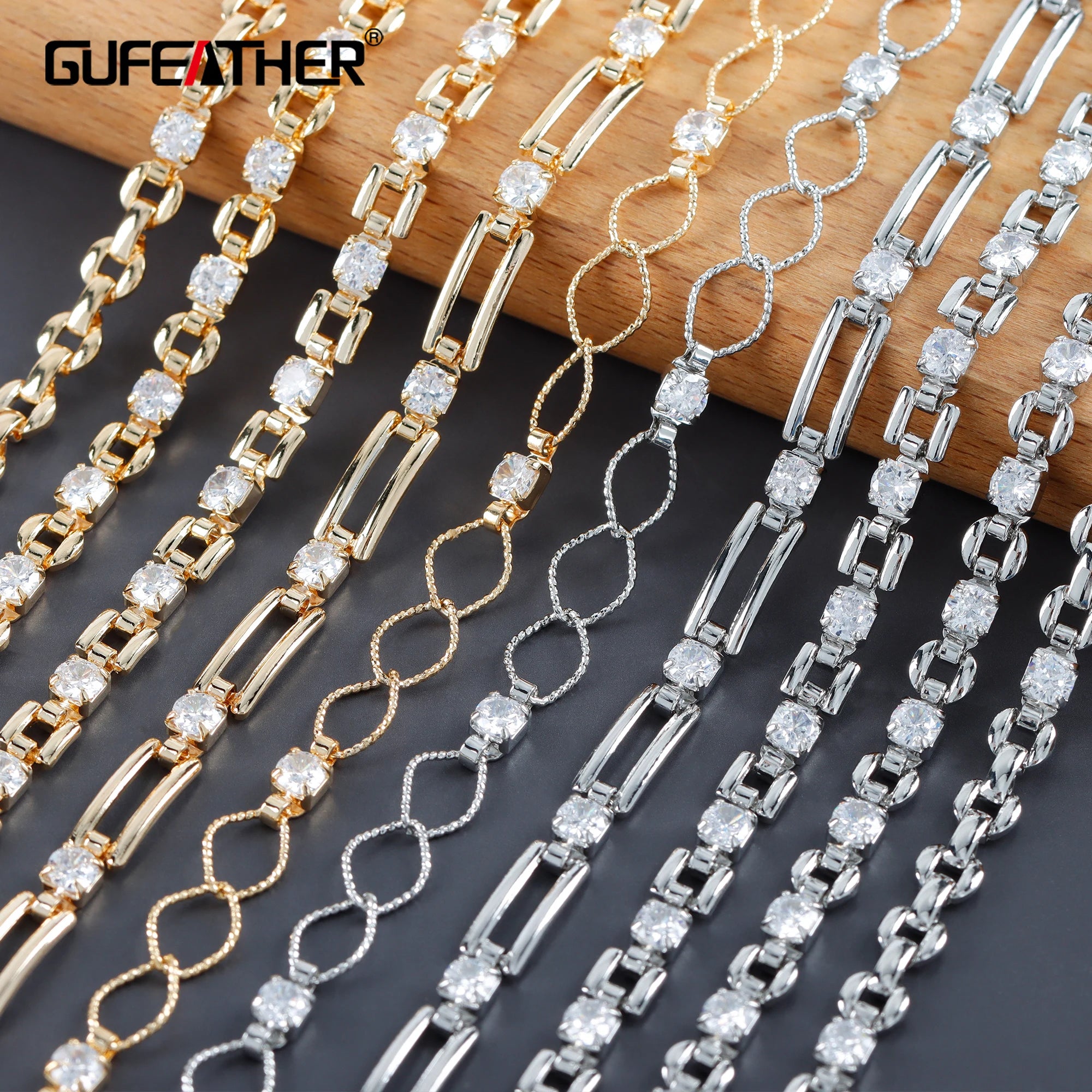 C216  1m/lot Chainnickel Free18k Gold Rhodium Platedcopperzirconsjewelry Accessoriesdiy Bracelet Necklace Making Findings