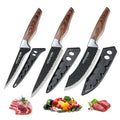 Little Cook 3PCS Japanese Kitchen Knife Set 7inch Chef Knife 7inch Cleaver Knife 6inch Boning Knife with Sheath