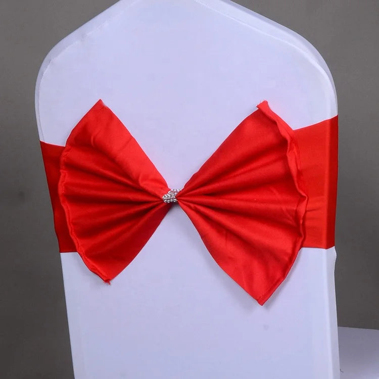Elastic Spandex Wedding Red Chair Bows Sashes for Birthday Party