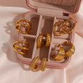 Luxury Fine Jewelry Non Tarnish Stainless Steel Earring 18K Gold Multi Layer Thick Hoop Earrings