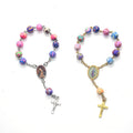 2025 Crystal Religious Polymer Clay Beads Prayer Cross Christian Catholic Bracelet