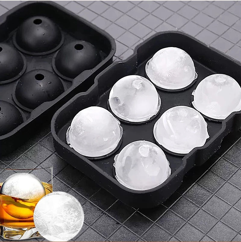 Silicone 6 Cavity Round Ice Ball Mold Easy Release Circle Big Ice Cube Tray