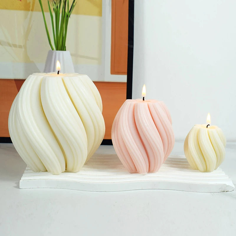 Hot Sale Designer Irregular Geometric Rotating Candle Mould Silicone Pillar Candle Mold 3D Silicone Molds for Candle Making
