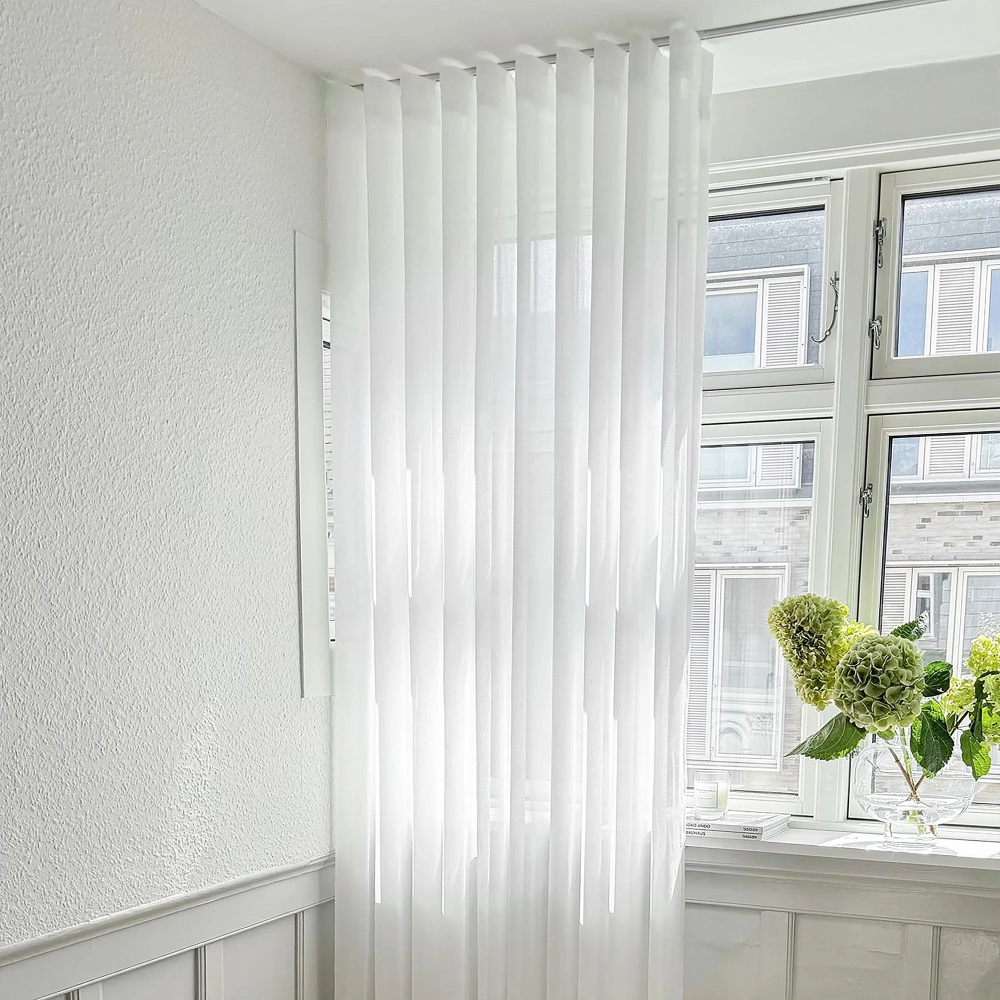 Modern Style Tulle Curtains Vertical Soft Fabric Customizable Features Home Living Room