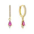 Accessories Women Permanent Jewelry Green Zircon Dangle Earring 18k Gold Plated Pendant Earrings