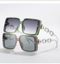 KD2328 New Fashion Female Elegant Vintage Alloy Chain Frame Gradient Rivet Square Oversize Sunglasses for Women