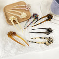Chinese Style U Shape Hairpin Hair Stick Cellulose Acetate Hair Fork Tortoise Shell Hair Clip with Flower Jewelry Accessories