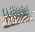 YUE New Arrival 14pcs Color Green Makeup Brush Set Women's Beauty Makeup Tools Soft Handy Wood Handle Vegetarian