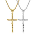 China Wholesale Minimalist Gold Silver Stainless Steel 18k Gold Plated Crucifix Christian Jesus Cross Pendant Necklace Chain