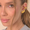 New Style Dainty 18K Gold Plated Stainless Steel Jewelry Waterproof Simple Bamboo Hoop Earrings for Women