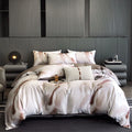 100% Lyocell Fiber White Summer Modern Cozy Geometric 4-Piece King Size Printed Customizable Bedding Set with 300TC Thread Count