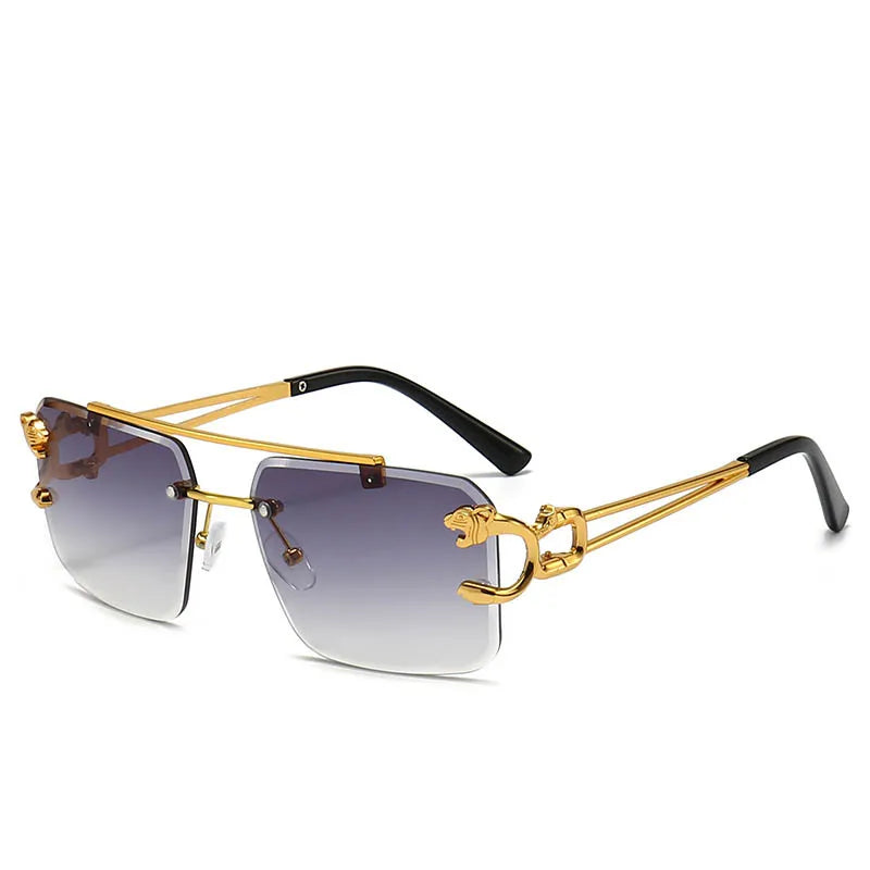 2022 New Double Beam Sunglasses for Men Trimmed Frameless Glasses Gold Metal Frame UV400 Lenses Wholesale Trend Lentes De Sol