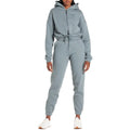 Super Soft Cotton Fleece Workout Adjustable Elastic Jacket Jogger Gym Tracksuits Set for Women