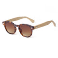 STY22726 Vintage Round Wholesale Sun Glasses Cross-Border Black Frame UV Protection Glasses Classic Pop Rivet Wood Sunglasses