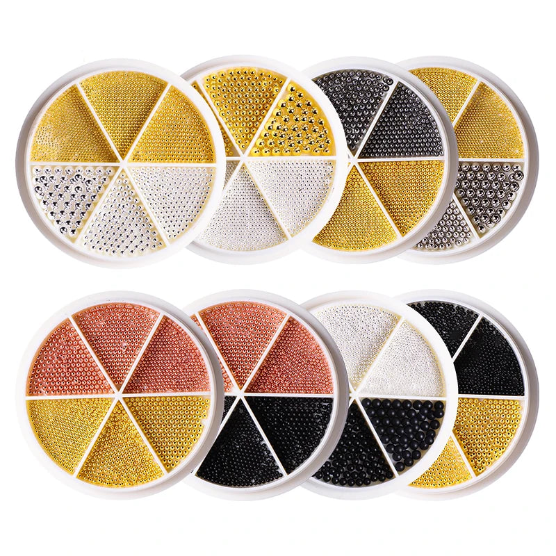 Tiny Steel Caviar Beads for Nail Art 3D Design Multi Sizes Mixed Colors DIY Decoration Supplies for Manicure Stickers Decals