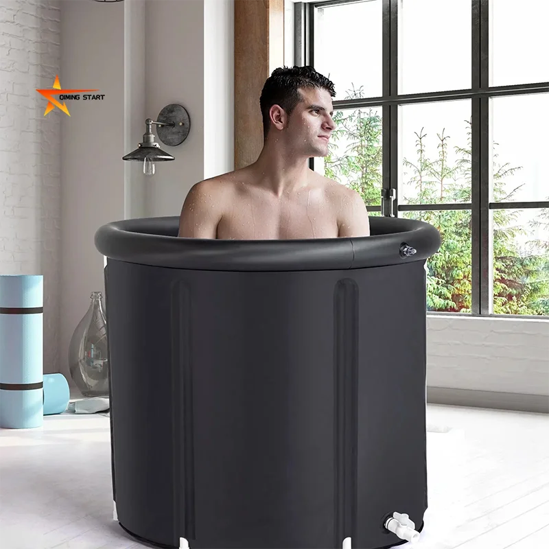 In Stock Xl Portable 116gl 440L Cold Pod Bath Tub Inflatable Portable Pvc Round Cold Plunge Barrel Tub Pool for Muscle Recovery