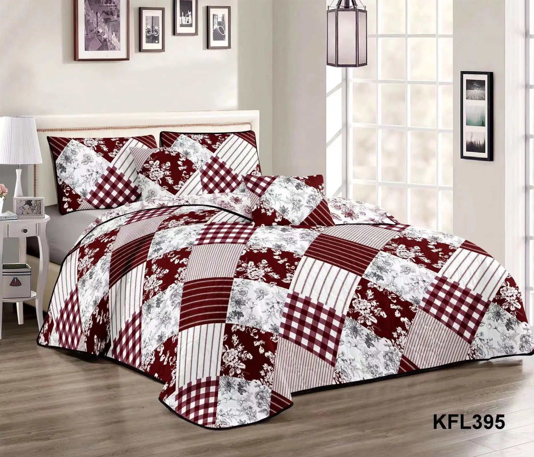 2022 New Design King and Queen Size Microfiber Quilts Floral Bedding Bedspreads with Quilted Pattern for Home Use