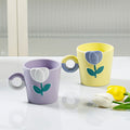 Hand Painted Tulip Coffee Mug Three Dimensional Relief Mug Ins Fashion Gifts Ceramic Drink Cup