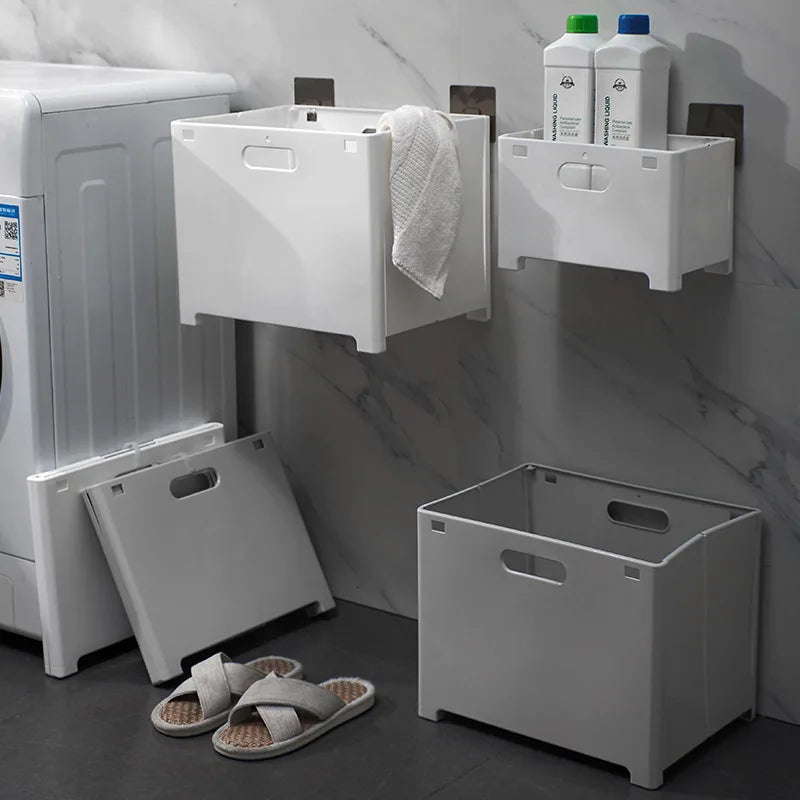 For Hot Sale PP Plastic Home Wall-Mounted Foldable Dirty Laundry Basket with Custom Logo