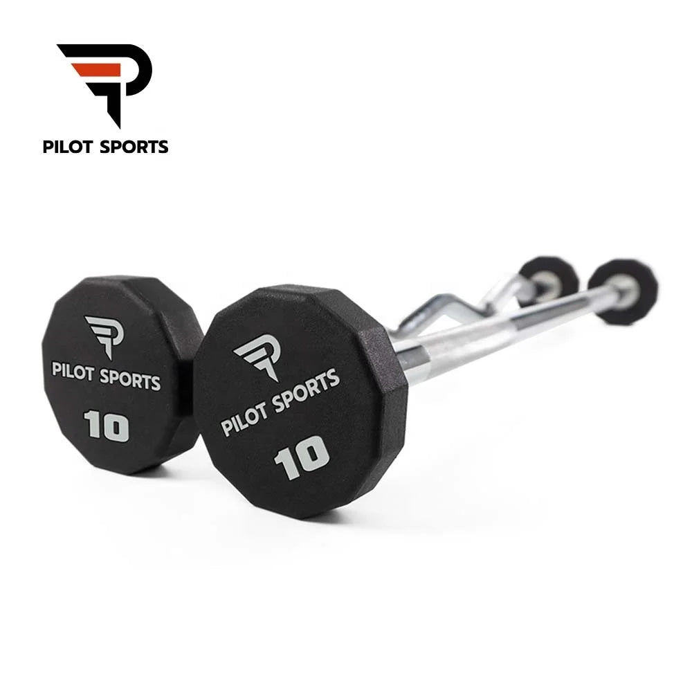 Pilot Sports Home Gym Free Weight Power Lifting Training CPU Fixed Straight and Curl Barbell Set Multigrip Barbell