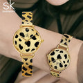 SHENGKE Alloy Business Leopard Design Women's Watch with Fashion Mesh Band Small Dial Citizen Movement Water Resistant