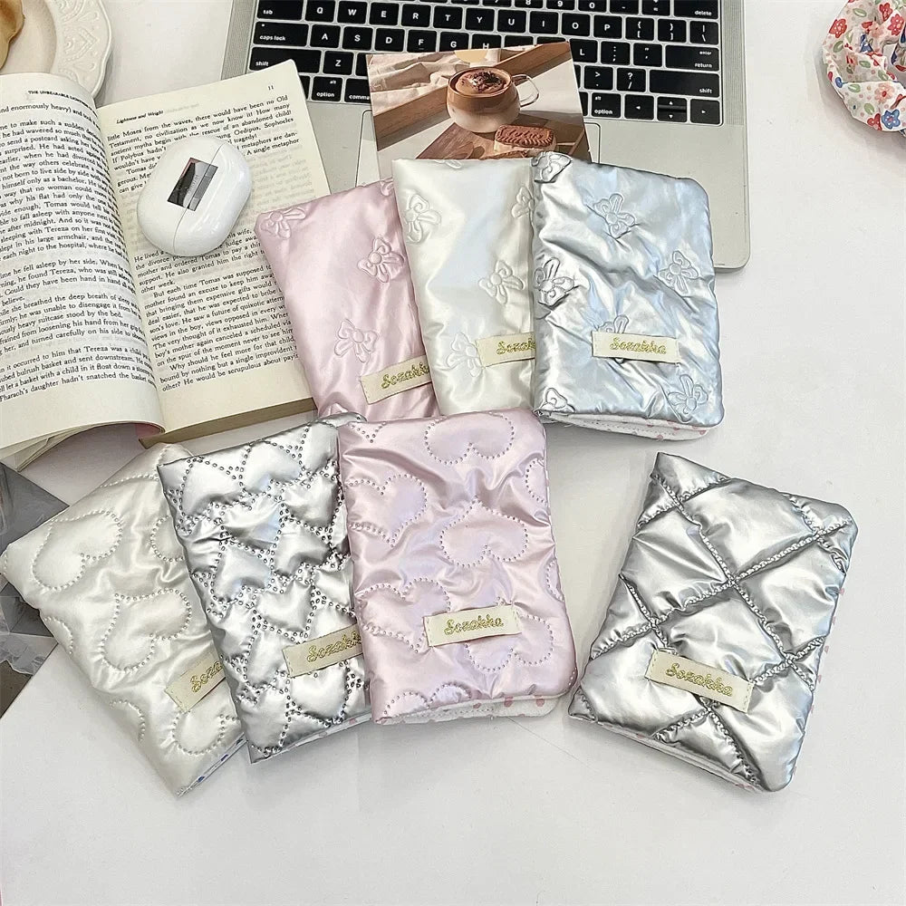 Bow Quilted Women's Wallet Card Bag Storage Pouch Small Handbags Elegant Ladies Pu Leather Purse Cute Love Female Clutch Bags