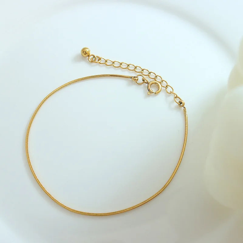 Dainty Super Thin Bone Chain Bracelet Stacking 18k Gold Plated Stainless Steel Bracelet for Women Accessories