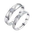 Wholesale Silver Plated Zircon Stones Rings for Girl and Boy 925 Mark Couples Rings Adjustable Size Fashion Wedding Ring Jewelry